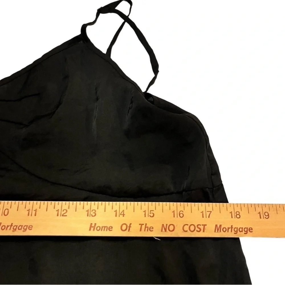Free People Intimately Black Slip Dress Size Small Satin Spaghetti Straps LBD